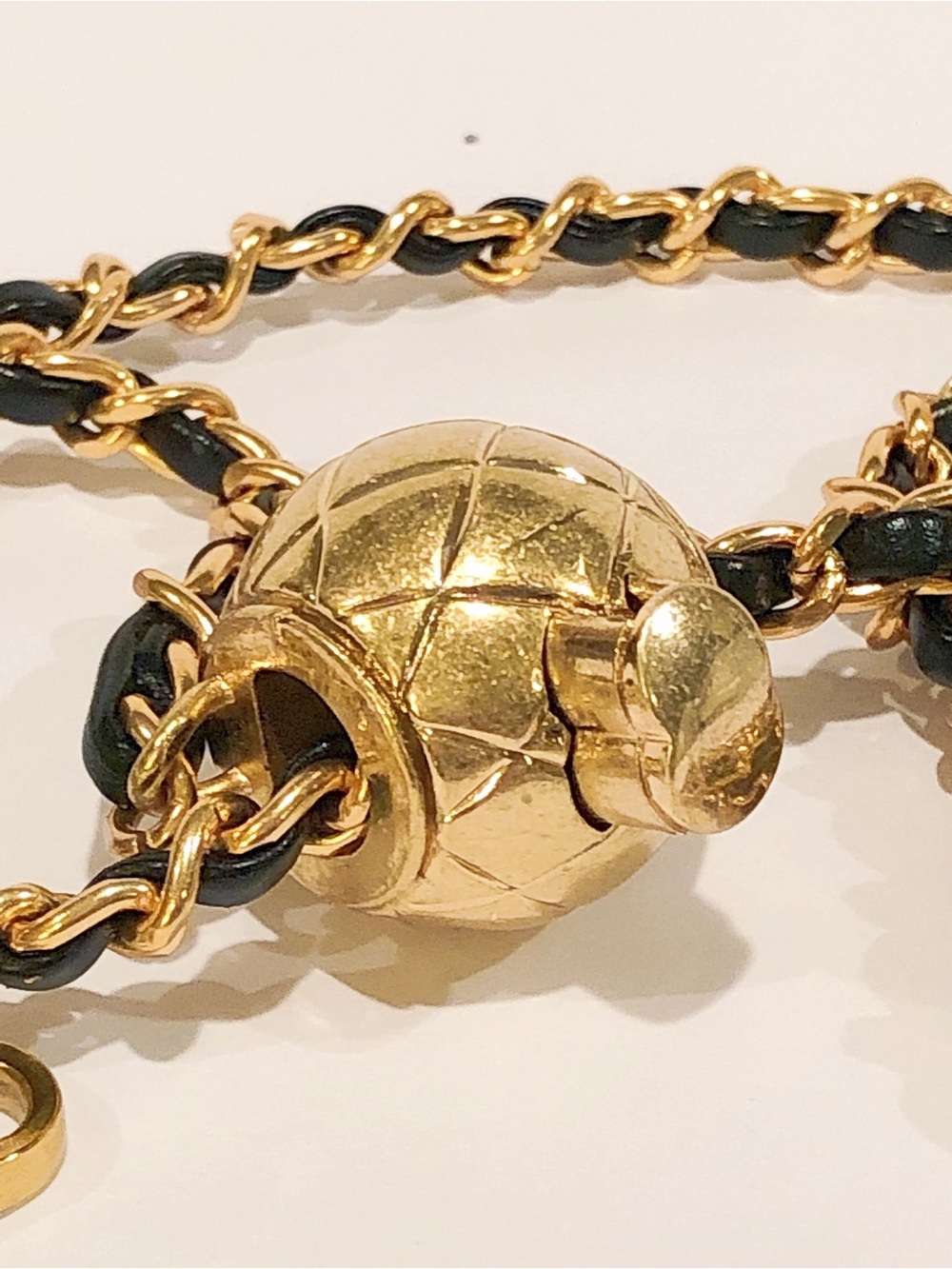 Gold-Tone Chain Necklace with Textured Bead Accent